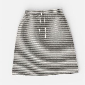 NWT T By Talbots Pull-On Drawstring Waist Striped Midi Skirt Black/White 2X